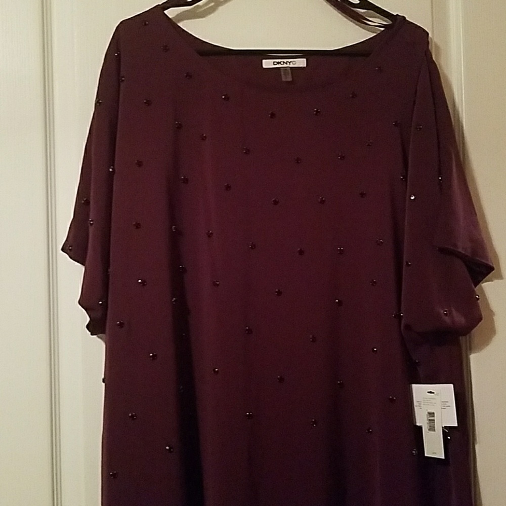 DKNY plum dress with black rhinestones